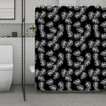 Black And White Monstera Pattern Print Polyester Shower Curtain