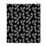 Black And White Monstera Pattern Print Polyester Shower Curtain