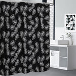 Black And White Monstera Pattern Print Premium Shower Curtain