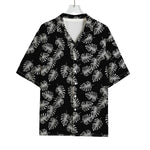 Black And White Monstera Pattern Print Rayon Hawaiian Shirt