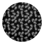Black And White Monstera Pattern Print Round Blanket