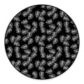 Black And White Monstera Pattern Print Round Floor Mat