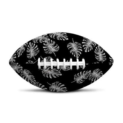 Black And White Monstera Pattern Print Rugby Ball
