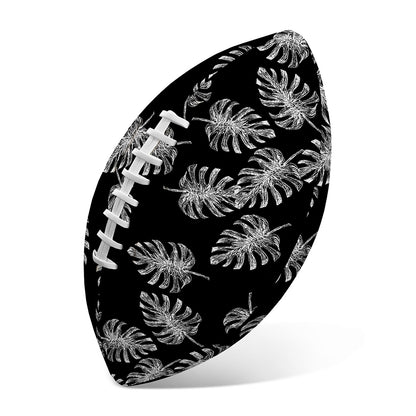 Black And White Monstera Pattern Print Rugby Ball