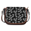 Black And White Monstera Pattern Print Saddle Bag
