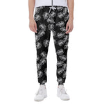 Black And White Monstera Pattern Print Scuba Joggers