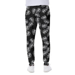 Black And White Monstera Pattern Print Scuba Joggers