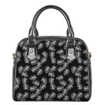 Black And White Monstera Pattern Print Shoulder Handbag