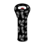 Black And White Monstera Pattern Print Single Neoprene Wine Tote