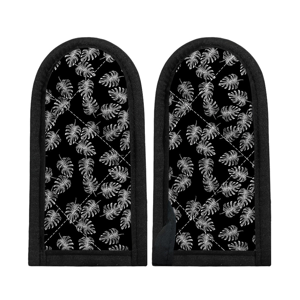 Black And White Monstera Pattern Print Skillet Handle Cover