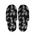 Black And White Monstera Pattern Print Slippers