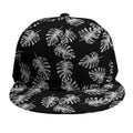 Black And White Monstera Pattern Print Snapback Cap