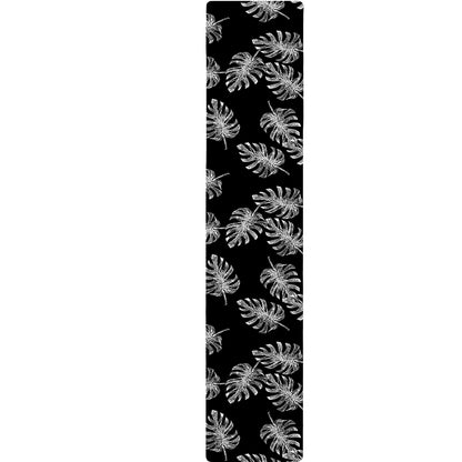 Black And White Monstera Pattern Print Table Runner