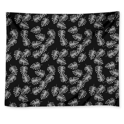 Black And White Monstera Pattern Print Tapestry