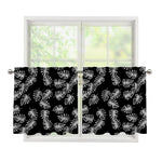 Black And White Monstera Pattern Print Tier Curtains