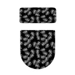 Black And White Monstera Pattern Print Toilet Lid And Tank Cover Set