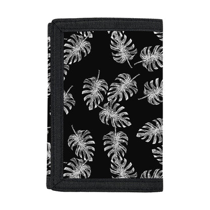 Black And White Monstera Pattern Print Trifold Wallet
