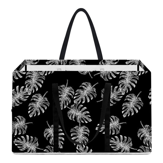 Black And White Monstera Pattern Print Utility Tote Bag
