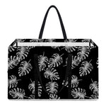 Black And White Monstera Pattern Print Utility Tote Bag