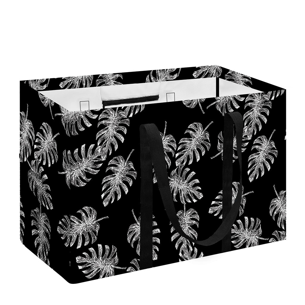 Black And White Monstera Pattern Print Utility Tote Bag