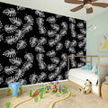 Black And White Monstera Pattern Print Wall Sticker
