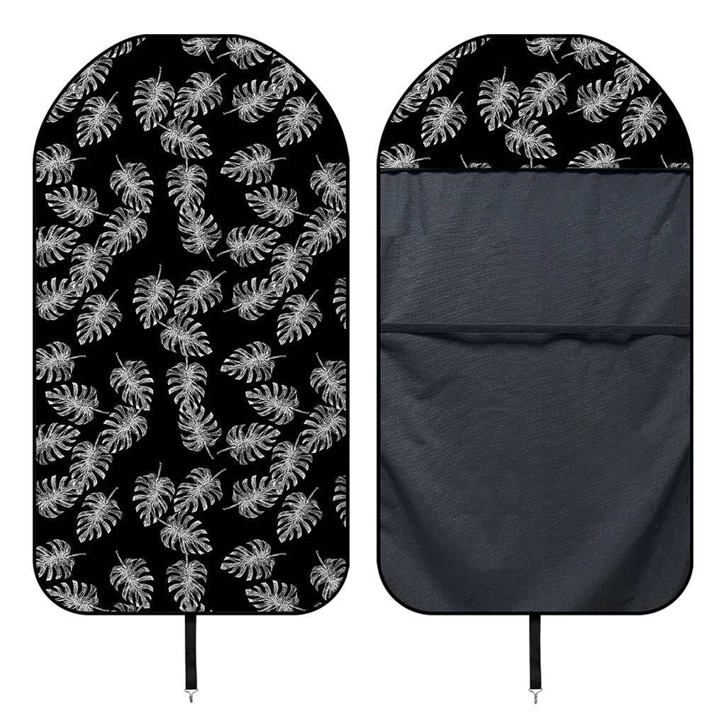 Black And White Monstera Pattern Print Waterproof Car Seat Cover