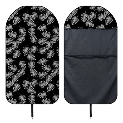 Black And White Monstera Pattern Print Waterproof Car Seat Cover
