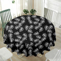 Black And White Monstera Pattern Print Waterproof Round Tablecloth