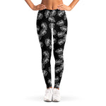 Black And White Monstera Pattern Print Women's Leggings