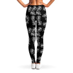 Black And White Monstera Pattern Print Women's Leggings
