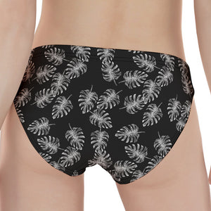 Black And White Monstera Pattern Print Women's Panties