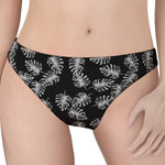 Black And White Monstera Pattern Print Women's Thong