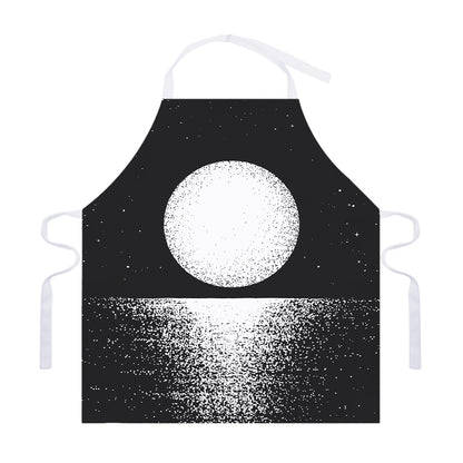 Black And White Moonlight Print Adjustable Apron