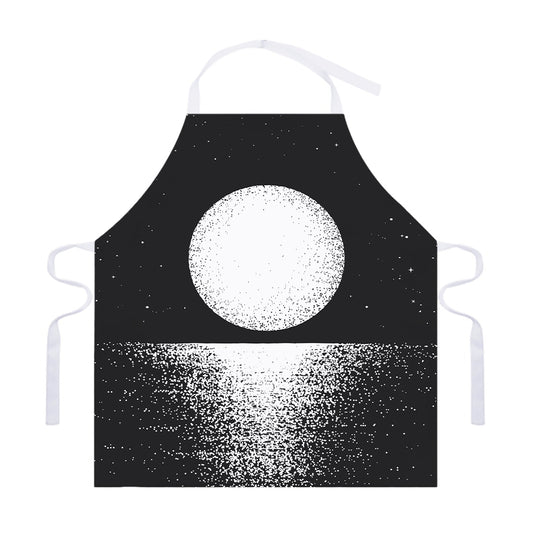 Black And White Moonlight Print Adjustable Apron