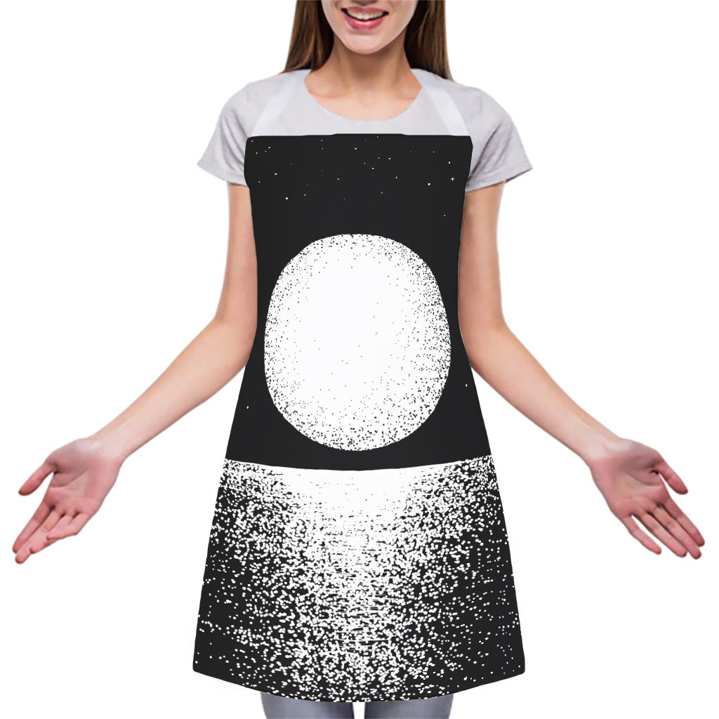 Black And White Moonlight Print Adjustable Apron