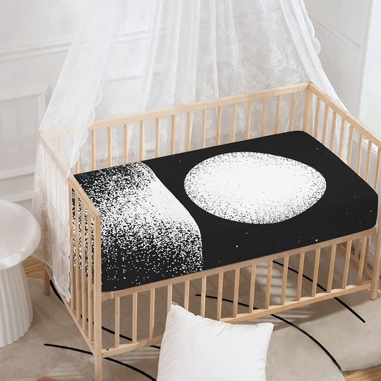 Black And White Moonlight Print Baby Crib Sheet