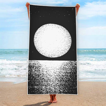 Black And White Moonlight Print Beach Towel