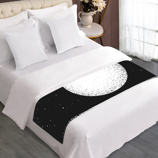 Black And White Moonlight Print Bed Runner