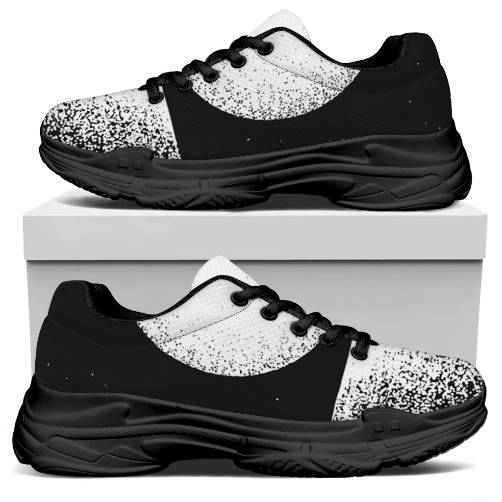 Black And White Moonlight Print Black Chunky Shoes