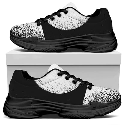 Black And White Moonlight Print Black Chunky Shoes