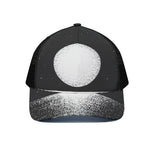 Black And White Moonlight Print Black Mesh Trucker Cap