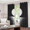 Black And White Moonlight Print Dimout Grommet Curtains