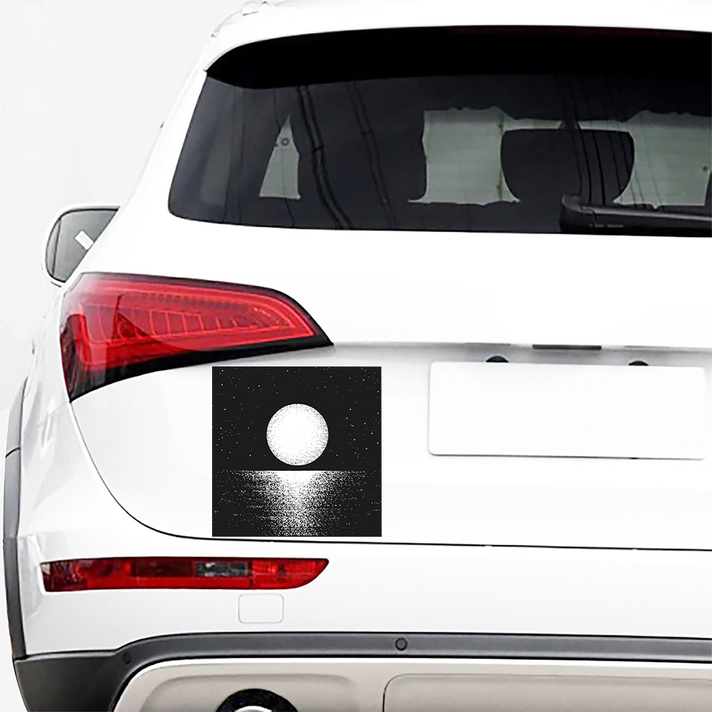 Black And White Moonlight Print Car Sticker