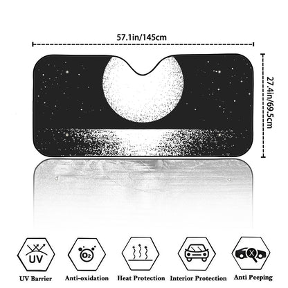 Black And White Moonlight Print Car Windshield Sun Shade