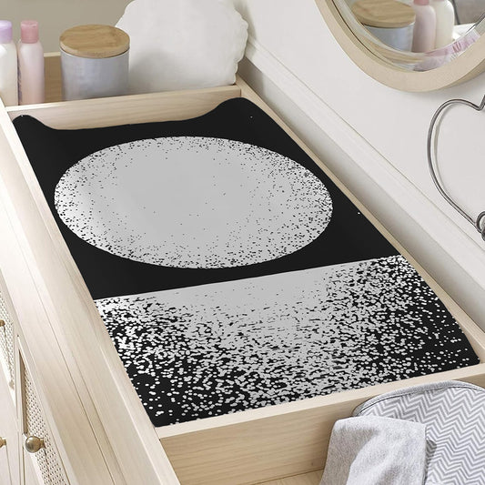 Black And White Moonlight Print Changing Pad Cover