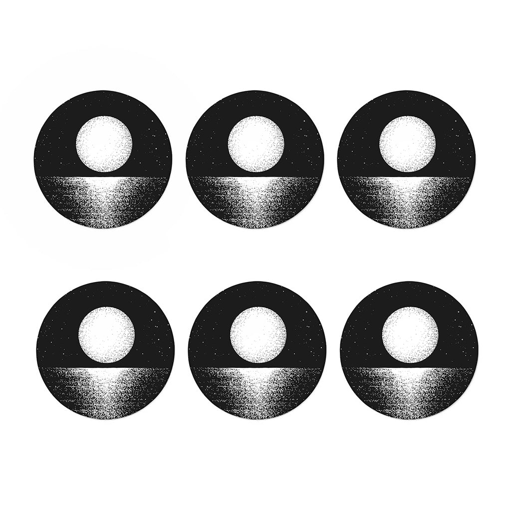 Black And White Moonlight Print Coaster Set