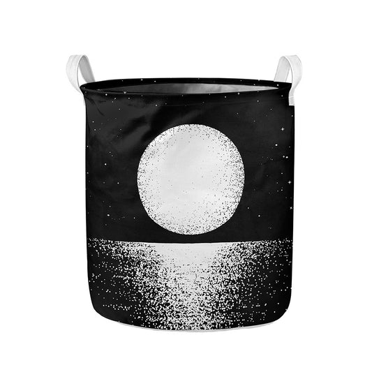 Black And White Moonlight Print Collapsible Laundry Basket