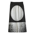 Black And White Moonlight Print Cotton Front Slit Maxi Skirt