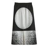 Black And White Moonlight Print Cotton Front Slit Maxi Skirt