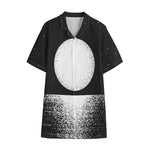 Black And White Moonlight Print Cotton Hawaiian Shirt